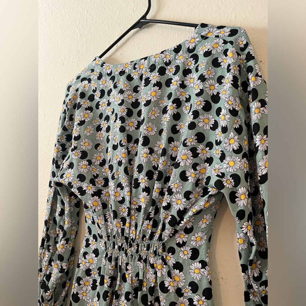 Sandro Green Floral Twist-Front Mini Dress - Picture 10 of 14